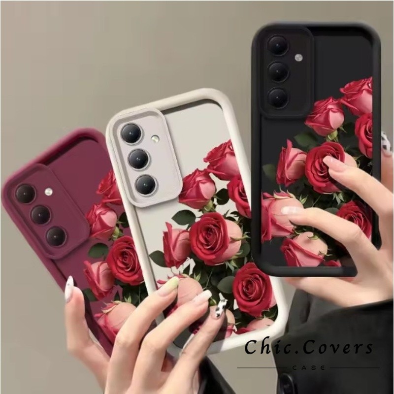 Capa flor rosa romântica para Samsung A54 A55 A56 A35 A36 A23 A25 A26 A13 A14 A15 A16 A17 A05 A05S A06 A07 4G 5G