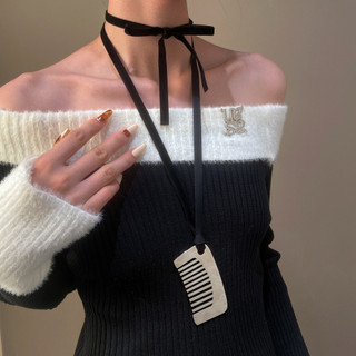 Prata pequena versão pente colar Retro longo pingente feminino nicho Design novo estilo camisola corrente High-End acess