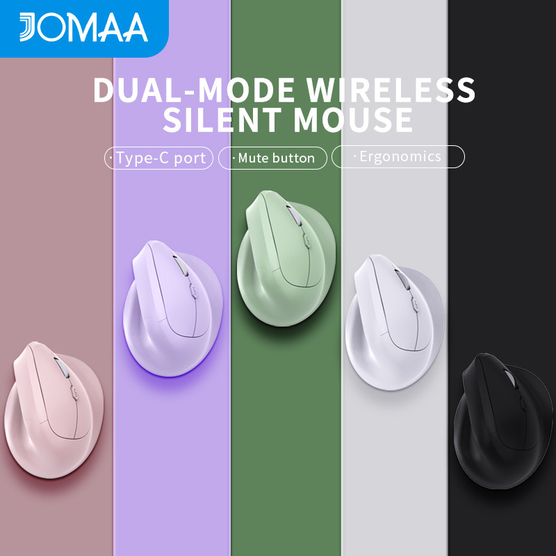 Jomaa Mouse Vertical Sem Fio Slient Clique Mão Direita Doce Cor Bluetooth USB Erogomic Para Computador Portátil