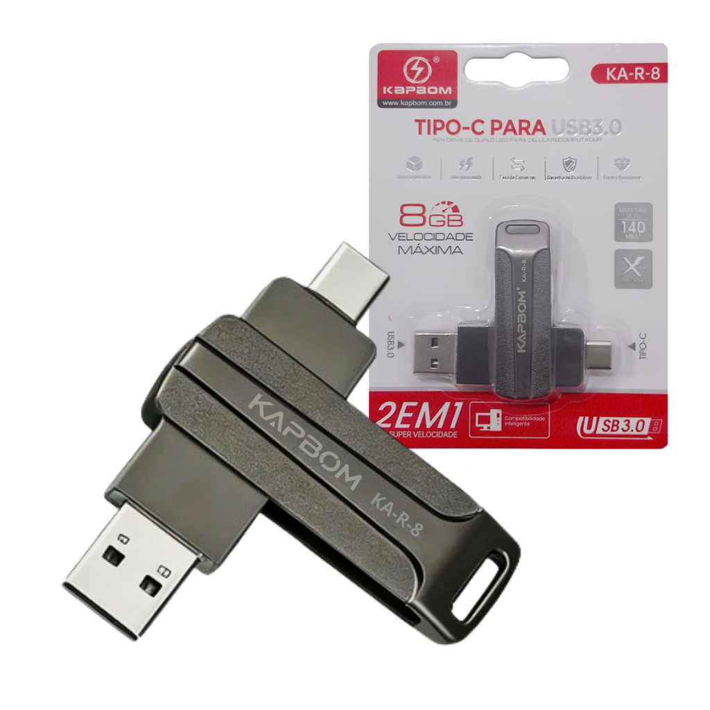 Pendrive 8GB Unidade Flash TIPO-C para USB 3.0 de Alta Velocidade KA-R8