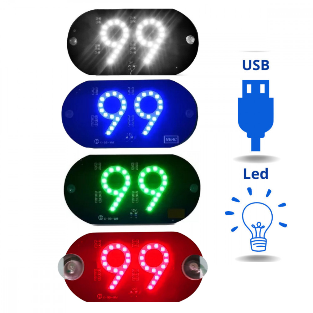 Letreiro LED USB 99 - Painel Luminoso para Parabrisa