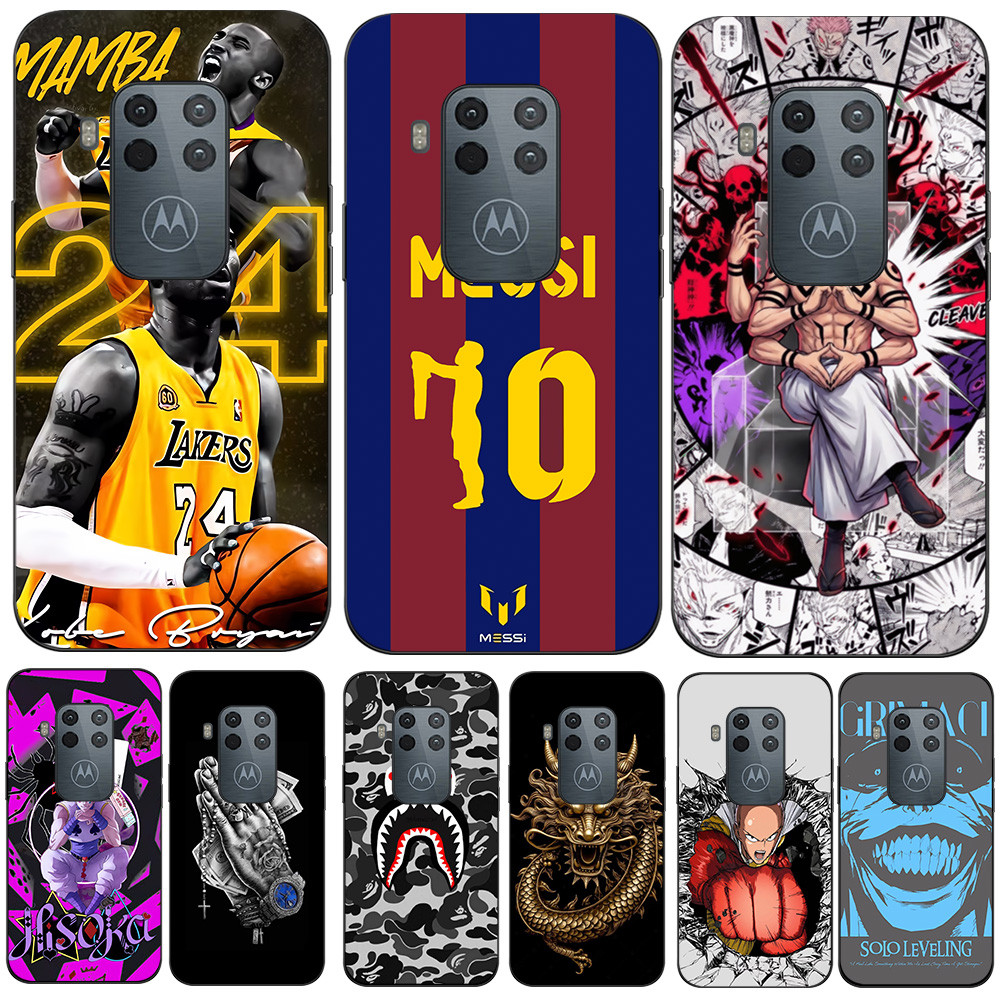 Para Motorola Moto Um Zoom Caso De Telefone Silicone Macio Protetor Preto Tpu Basquete Futebol Clube superstar anime Crâ