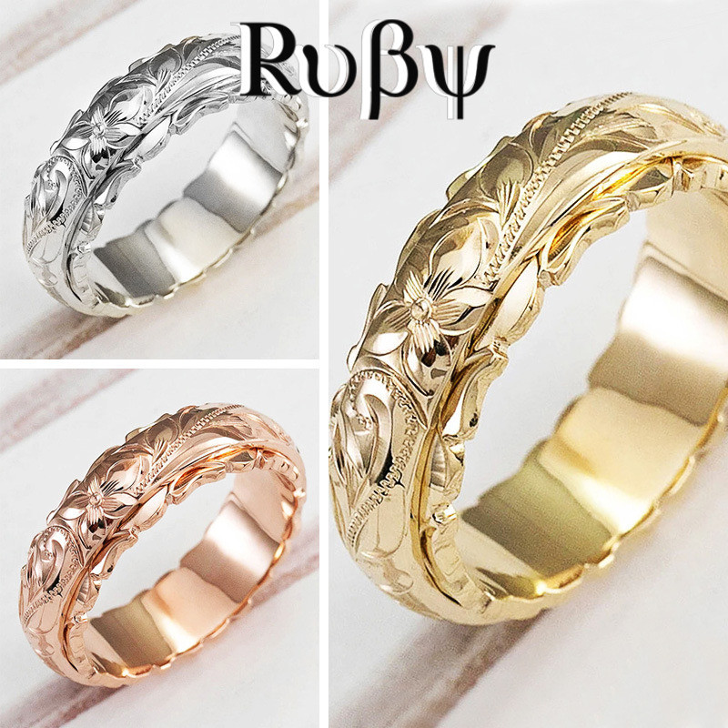 Anel de flor rosa galvanizado de cobre rubi suspenso em relevo anel de barra de presente de aniversário de casamento eur