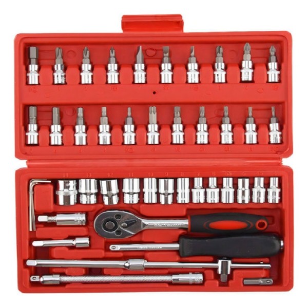 Kit de Manutenção com 46 Peças em Maleta Resistente para Veículos e Bicicletas
