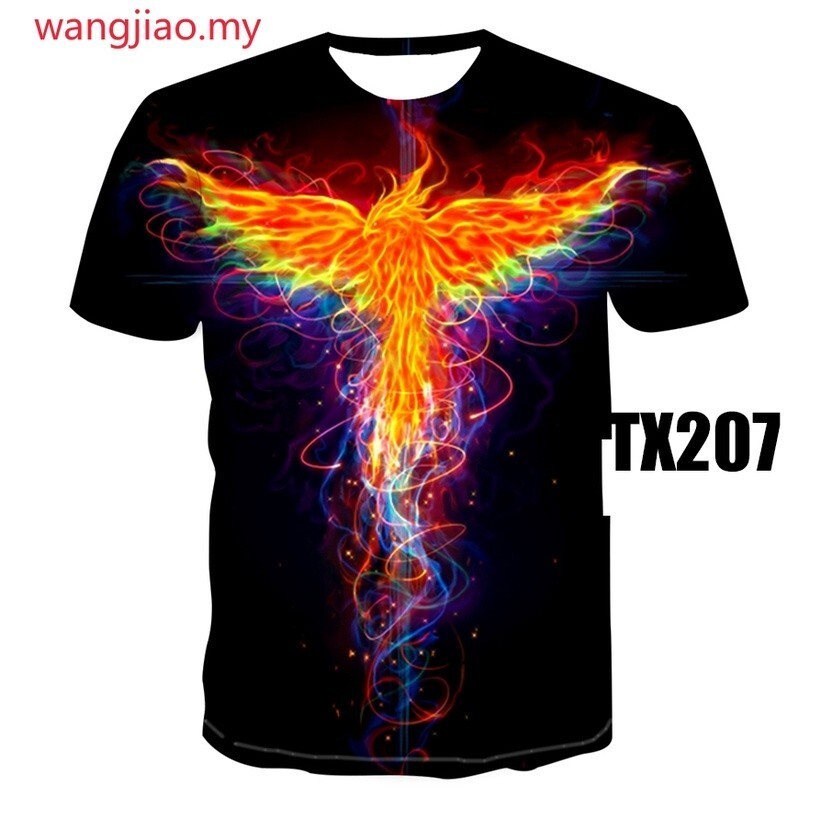 Suporte Atacado Estilo Quente Phoenix Camiseta 3d Impressão Digital Casual Em Torno Do Pescoço Pullovers Moda Homem E Mu