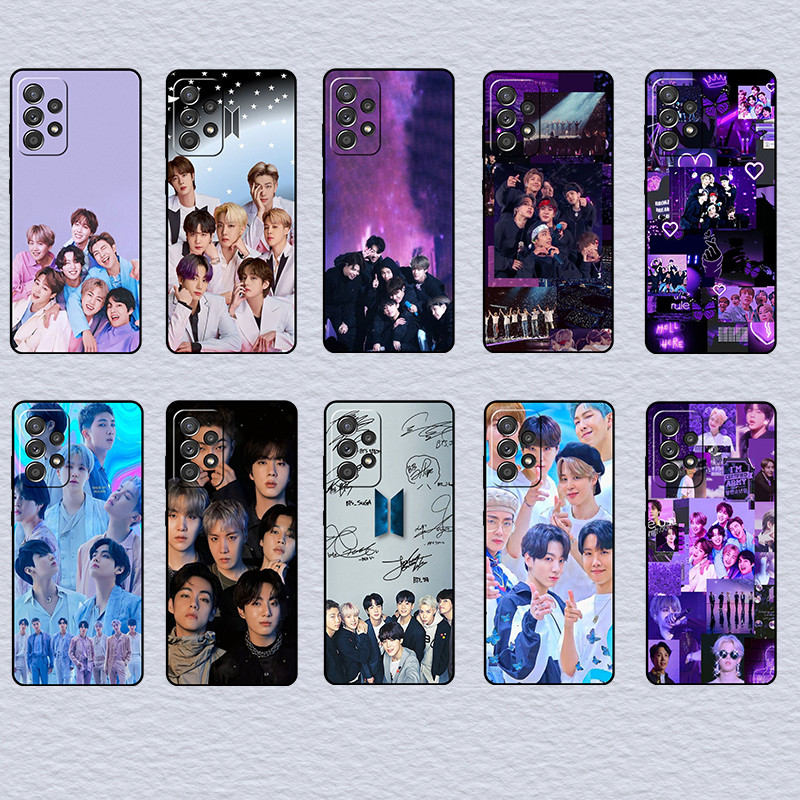 Para Samsung A50 A50S A52 A52S A53 A54 A55 A70 A71 A72 bts Macio Preto TPU Caso De Telefone