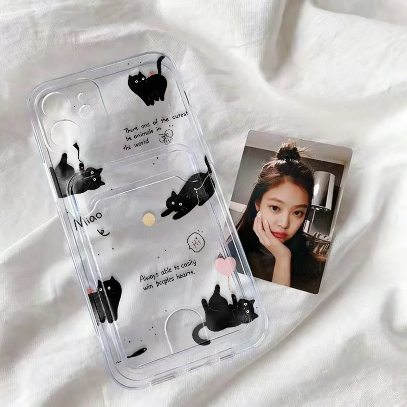 gato Miao Capinha Capa Cartão Anti impacto Para Samsung A15 A55 A54 A35 A05S A14 A34 A05 A03 S20 S21 S23 FE S24 S23