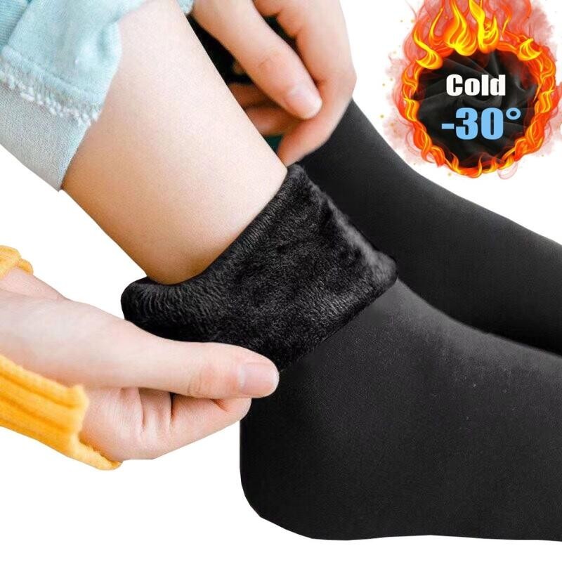 Veludo Feminino Inverno Quente Engrossar Meias Térmicas Macio Casual Cor Sólida Meia Lã Cashmere Casa Botas De Neve Chão