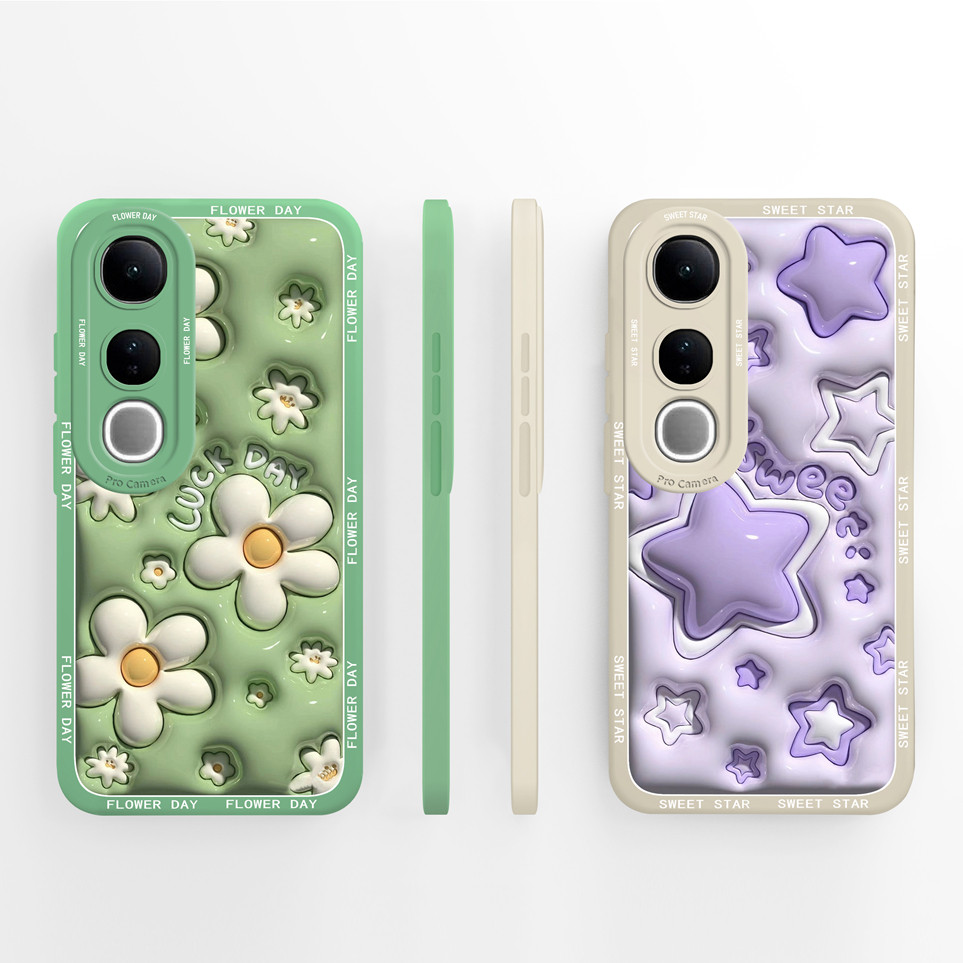 Invólucro Popular Para Vivo V50 V50Lite Capa Linda Flor Estrela Protetora De Silicone Macio V50 Lite Bolsas De Telefone em Oferta na Shopee