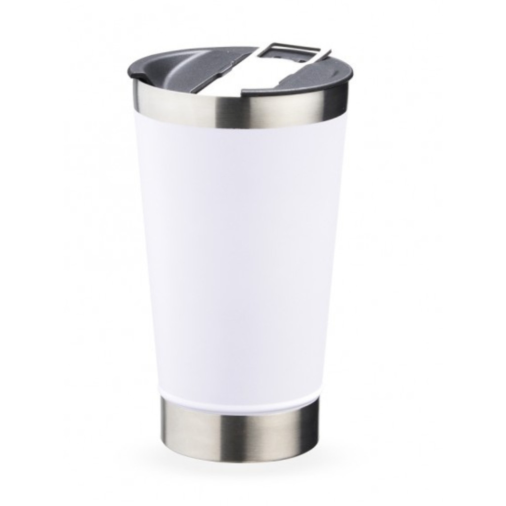 Copo Térmico Inox c/ TAMPA e ABRIDOR(473 ml) - Branco