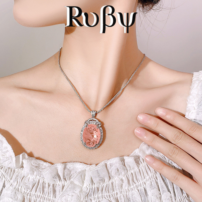 Rubi jóias pingente colar jóias colorido Paula Iba Morgan rosa pombo ovo moda feminina Retro luz luxo