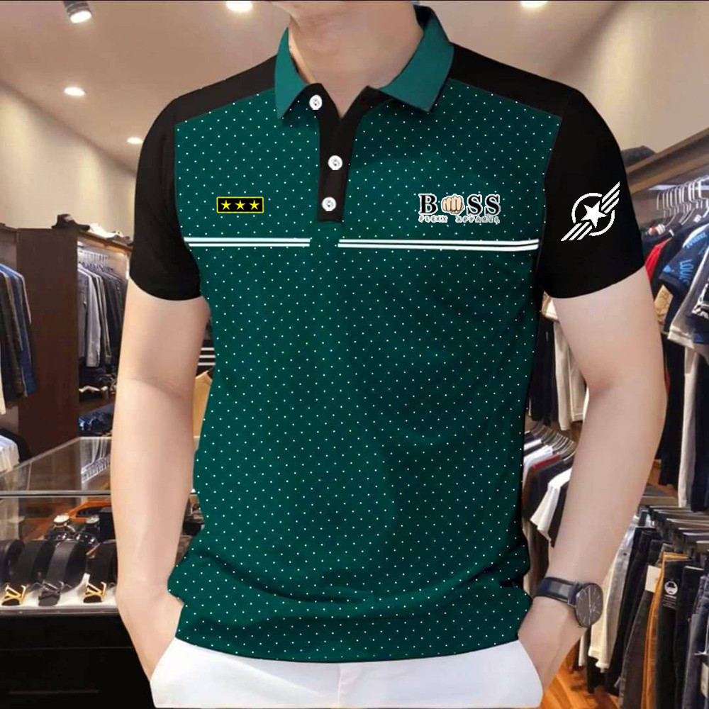 Camisa Polo Masculina De Golfe Escritório De Negócios Listrada De Manga Curta ﻿