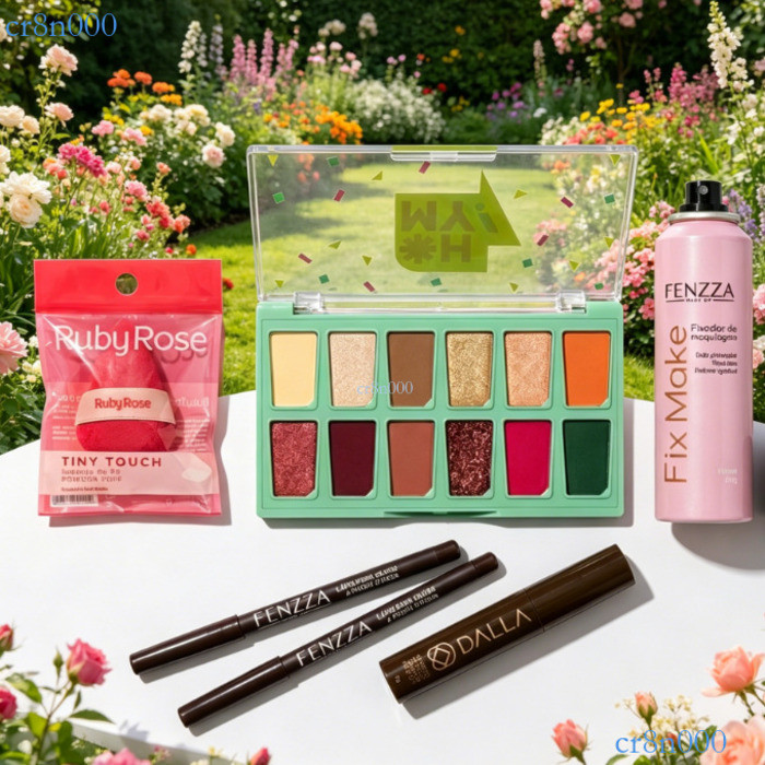 Kit Maquiagem para Olhos 5em1: Máscara Peel Off, Lápis Delineador, Fixador, Sombra e Esponja Ruby Rose ✨cr8n000