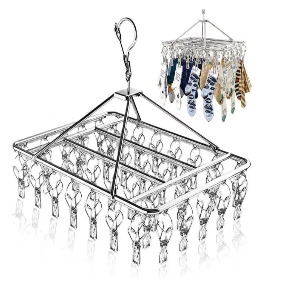 Varal 20 Prendedores Roupa Bebe Calcinha Cueca Dobrável Inox SKU:D447-V55A7  Ean: 1277935831408