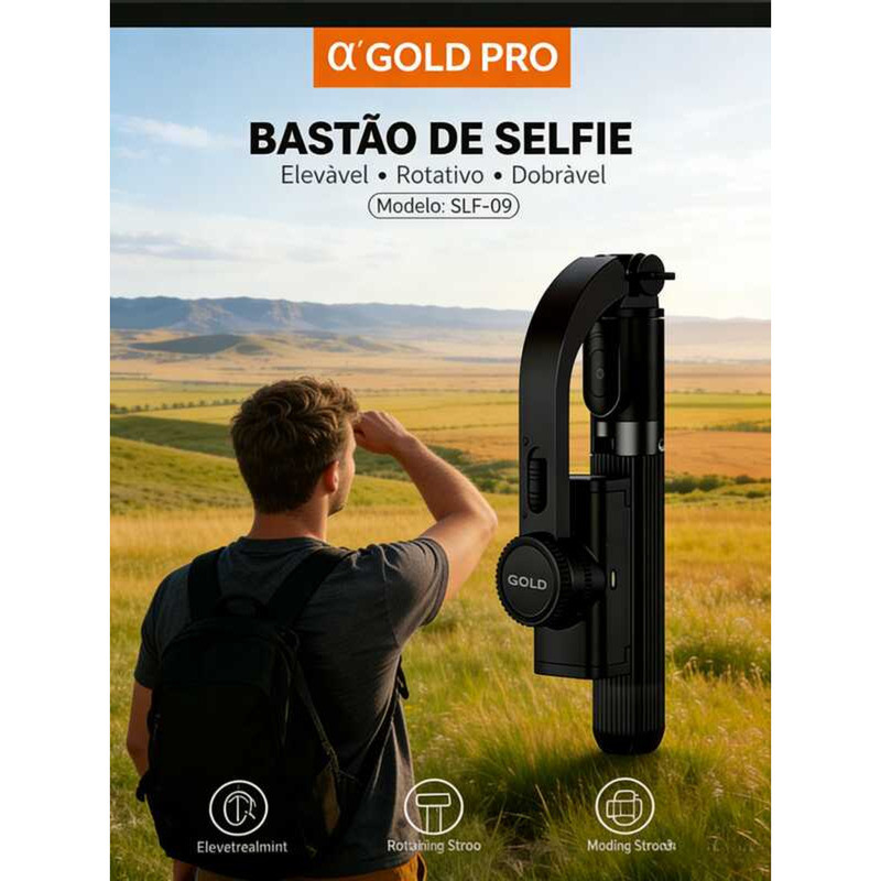 Gimbal Estabilizador 3 Eixos para Smartphone - Controle Bluetooth, Modo Seguidor Panorâmico, Live, Vídeos Suaves SLF-08