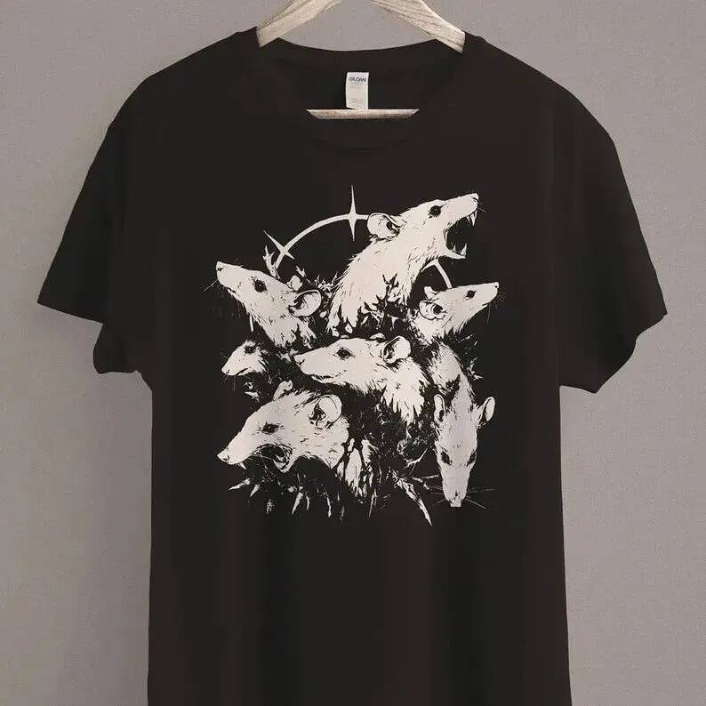 Camiseta de Rato Medieval, Roupa Gótica Grunge, Estética Gótica de Horror, Top Dark Academia, Camiseta Black Death