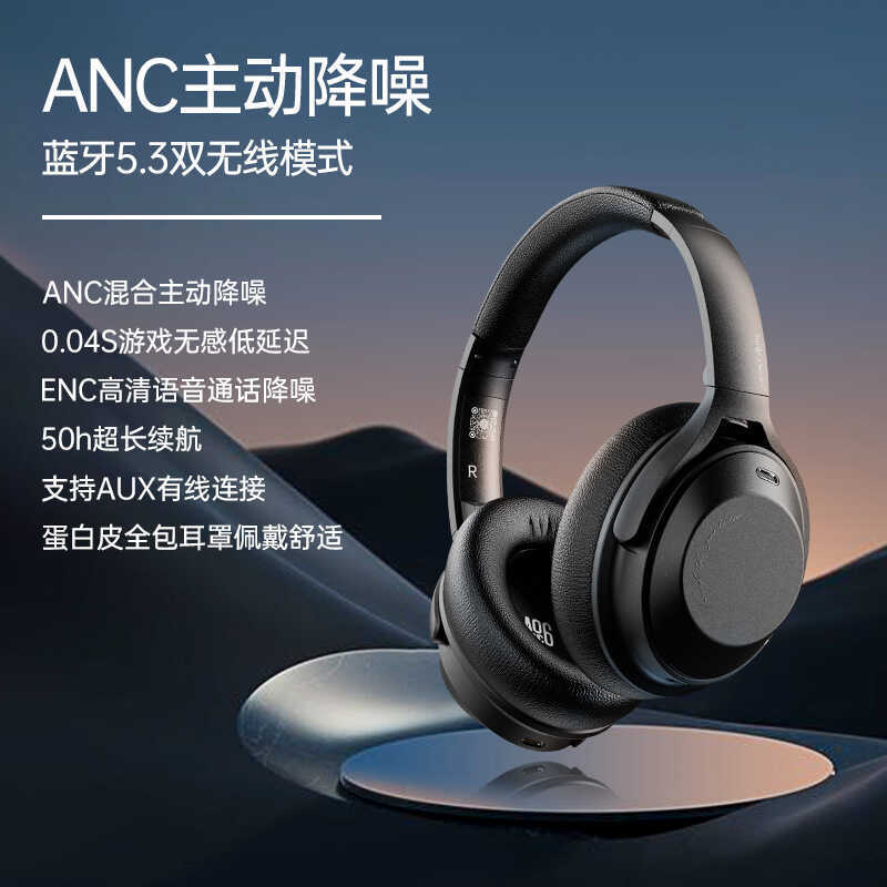 Fone de ouvido Fingertime ANC com cancelamento de ruído ativo Fone de ouvido Bluetooth A06 Fone de ouvido sem fio Blueto