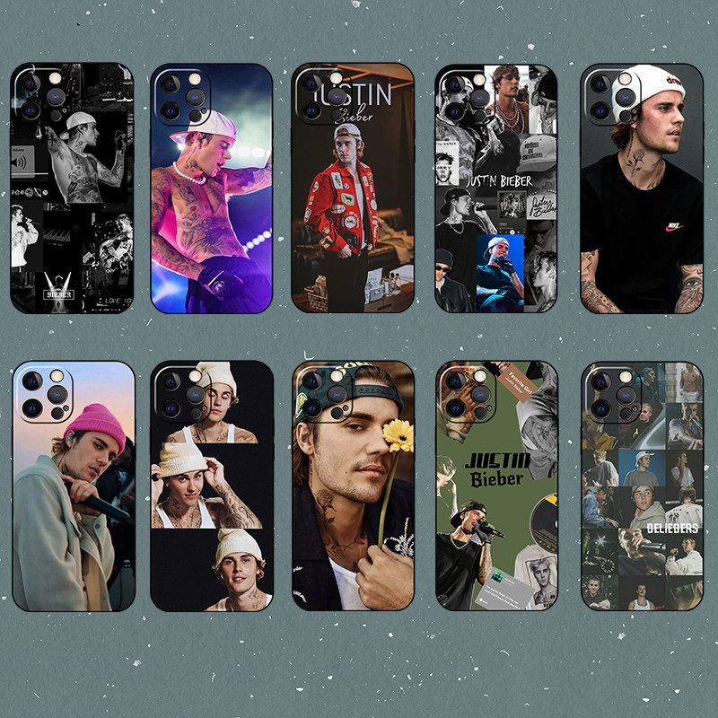 Para iPhone 5 5S 6 6S 7 8 Plus Justin Bieber Capa De Telefone TPU Preta Macia