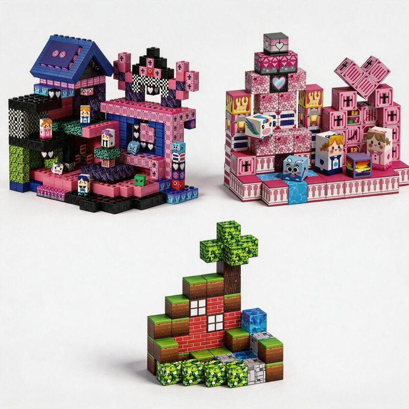 Blocos Magnéticos De Montar 100/80/48 Peças Brinquedo Educativo Infantil 3D Criativo