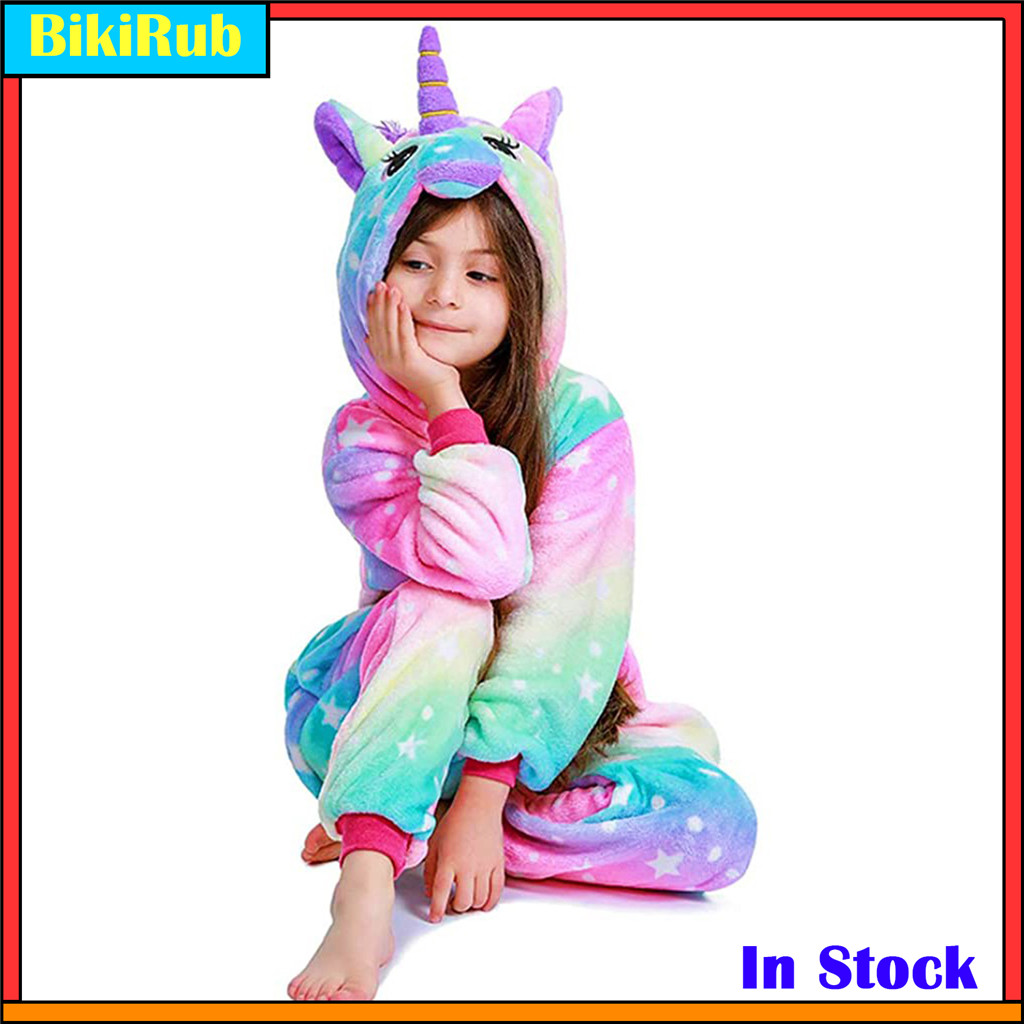 Pijama Infantil De Flanela De Unicórnio De Pelúcia Kigurumi De Natal , Fantasia De Animal Com Capuz , Roupa De Dormir Ma