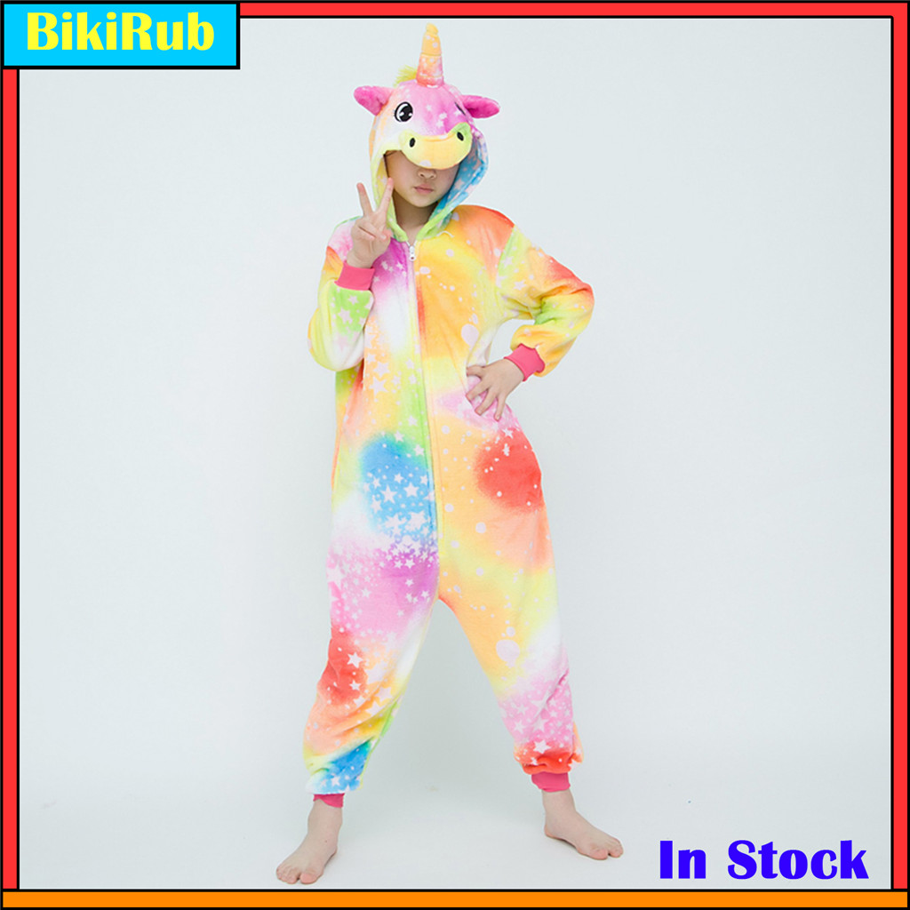 Pijama Infantil Kigurumi De Natal Com Capuz De Flanela , Fantasia De Cosplay De Animal De Unicórnio Fofo , Roupa De Dorm