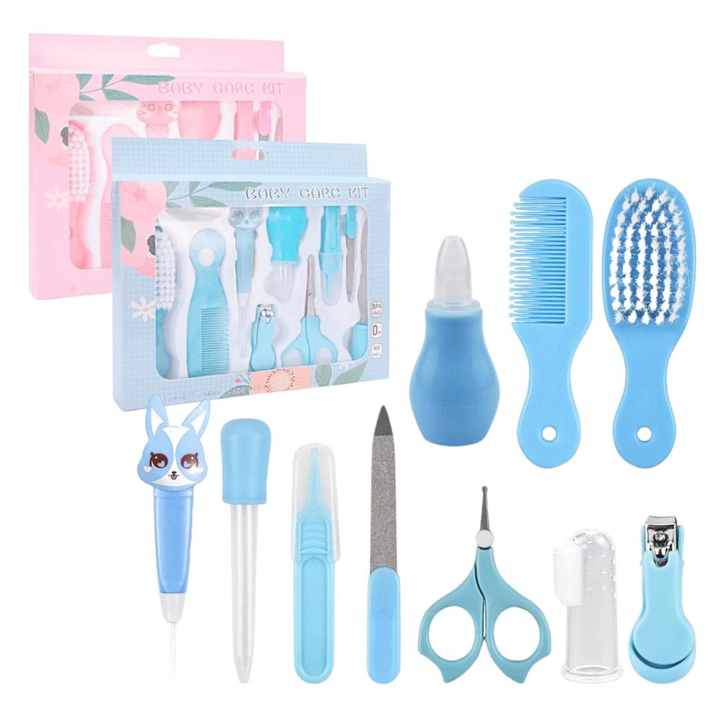Kit Higiene Bebê 10 Peças Completo Recém Nascido Cortador Tesoura Aspirador Nasal Termômetro BPA Free