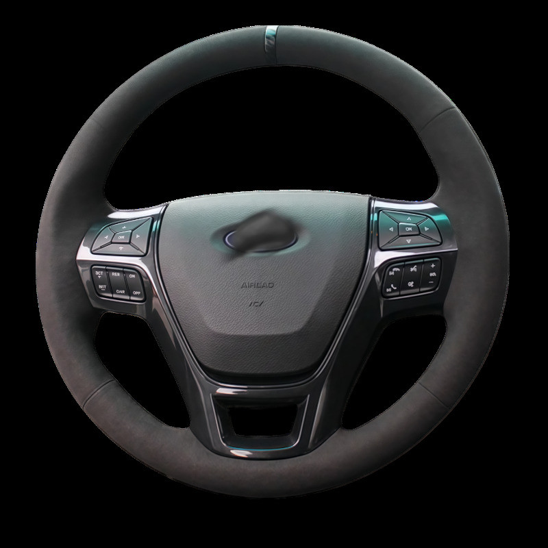 Capa De Volante De Carro Costurada À Mão Personalizada De Couro Artificial DIY Para Ford Explorer Trançada Costura Acess