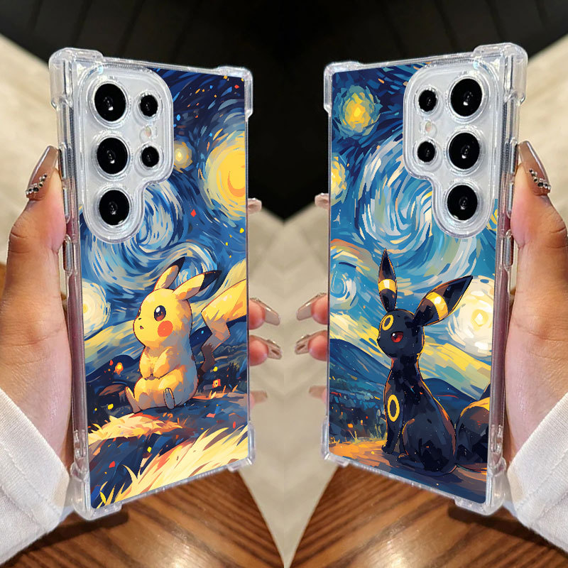 Capa De Desenho Animado Pikachu Umbreon Pokémon Para Samsung S25 Ultra S24 FE S23 Plus S20 S25 S22 S21 S25EDGE A56 A36 T