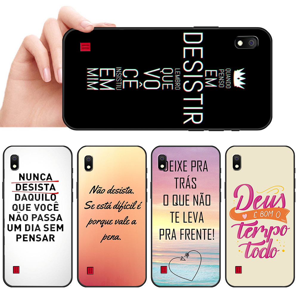 Capa De Telefone Preta Macia Para Samsung A6 A7 A8 A9 A01 A02 A10 A10S Frases Motivacionas Protetora Anti-Queda