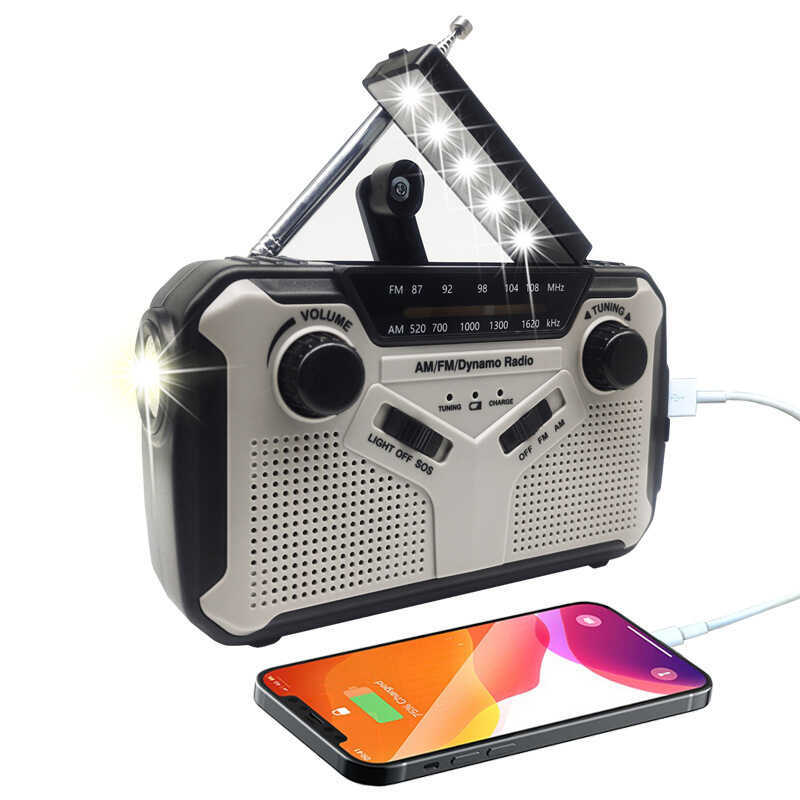 Europeu multifuncional emergência ao ar livre rádio Solar gerador de energia com manivela manual carregamento de rádio d