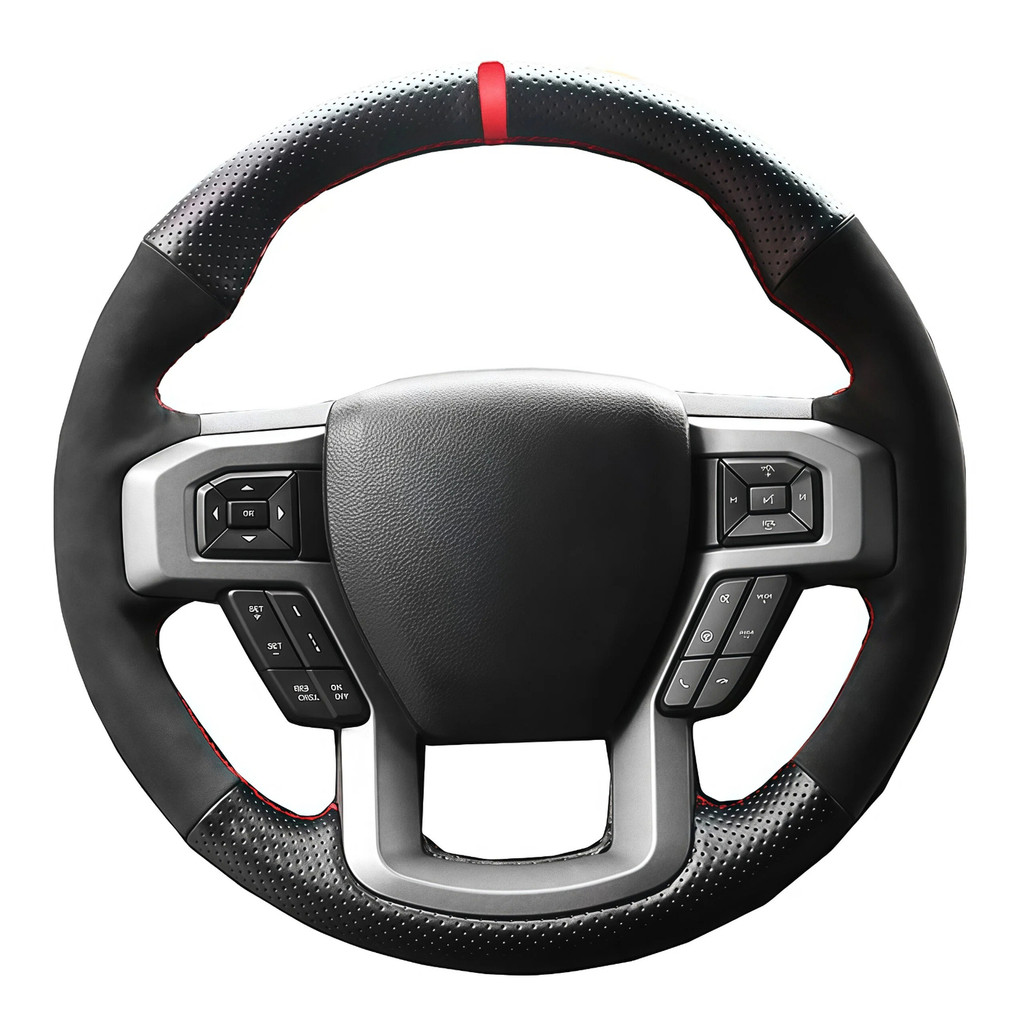 Capa De Volante De Carro Costurada À Mão Personalizada De Couro Artificial DIY Para Ford F-150 F150 King Ranch Lariat Pl