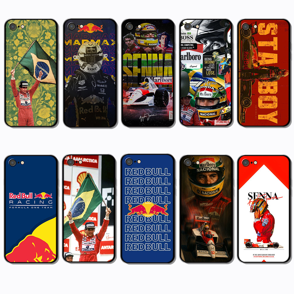Para 3c iPhone 5 5s 6 6s 6 Plus 7 SE Ayrton Senna Capa De TPU Preta Macia