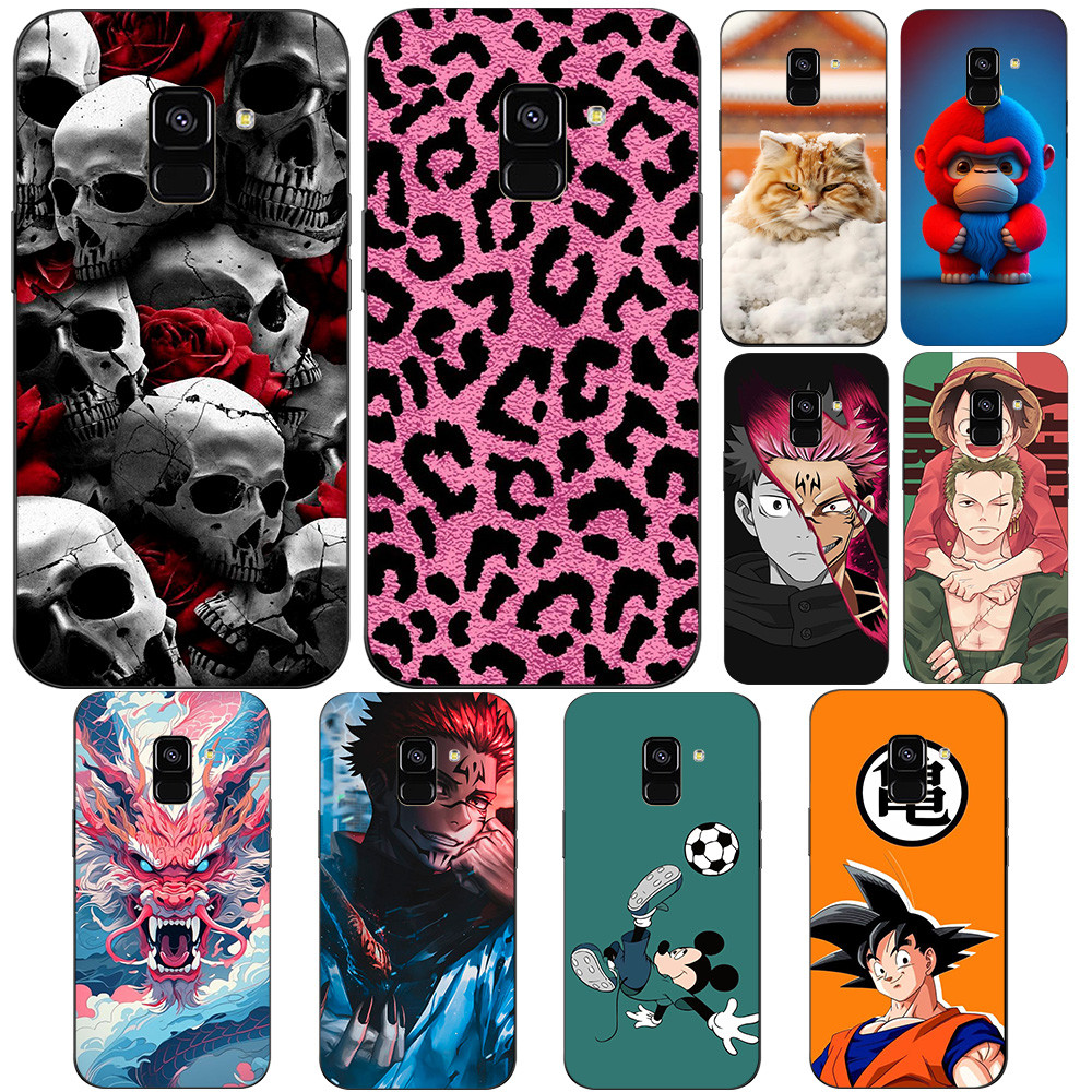 Capa Para Samsung Galaxy a8 plus 2018 Traseira De Telefone Silicone Macio Preto Tpu Design Famoso