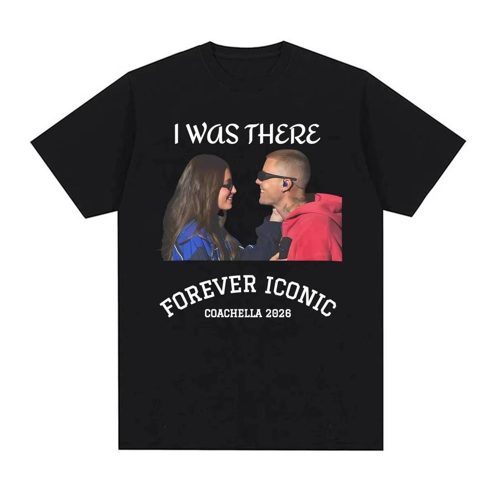Camiseta Justin Bieber Hailey Bieber Coachella 2026 para Homens e Mulheres, Moda para Casais, Camisetas Estéticas