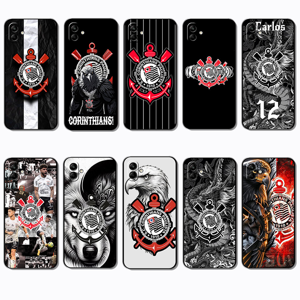 Para 3c Samsung Galaxy A04 A04E A05 A06 A07 corinthians Capa De TPU Preta Macia