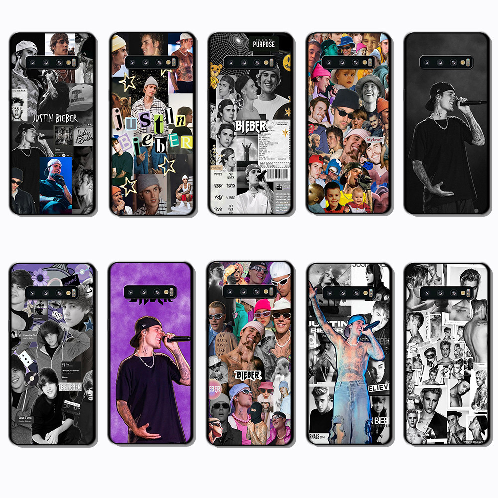Para 3c Samsung Galaxy S7 Edge S8 S9 S10 Plus S10E Justin Bieber Capa De TPU Preta Macia