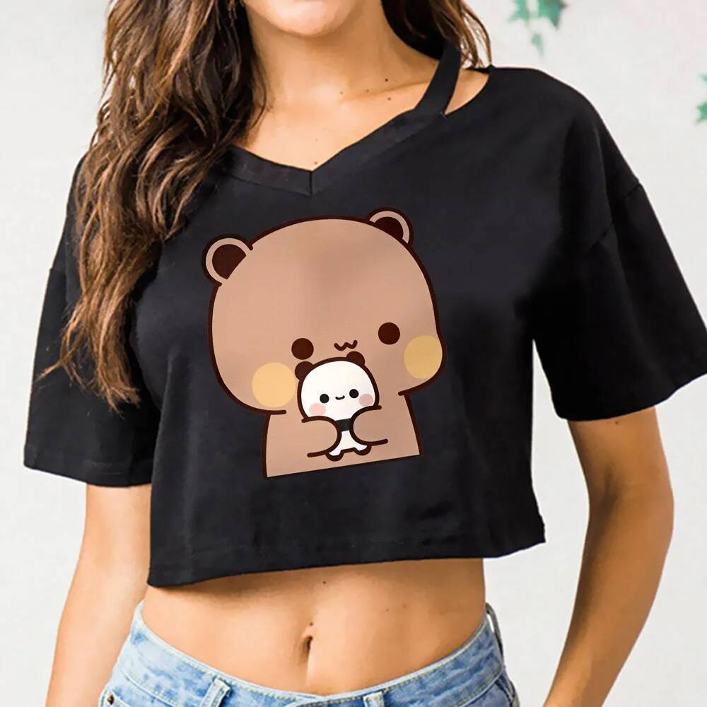Bubu Dudu top cropped Menina Liquidação baddie grunge jojifuku Camiseta Gráfica Verão Japonês Moda Coreana y2k