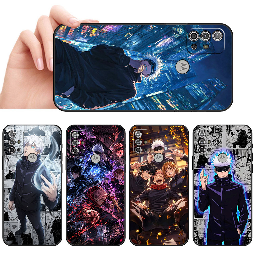 Capa De Telefone Preta Macia Para Moto G10 G20 G30 G22 G23 G50 G52 G53 G73 G82 Anime Magia Urbana Jujutsu Kaisen Proteto