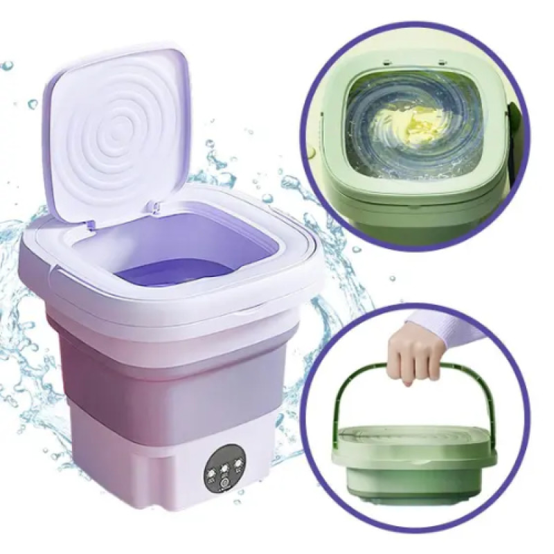 Mini Lavadora Dobrável - 11 Litros para Roupas Delicadas - Lilás