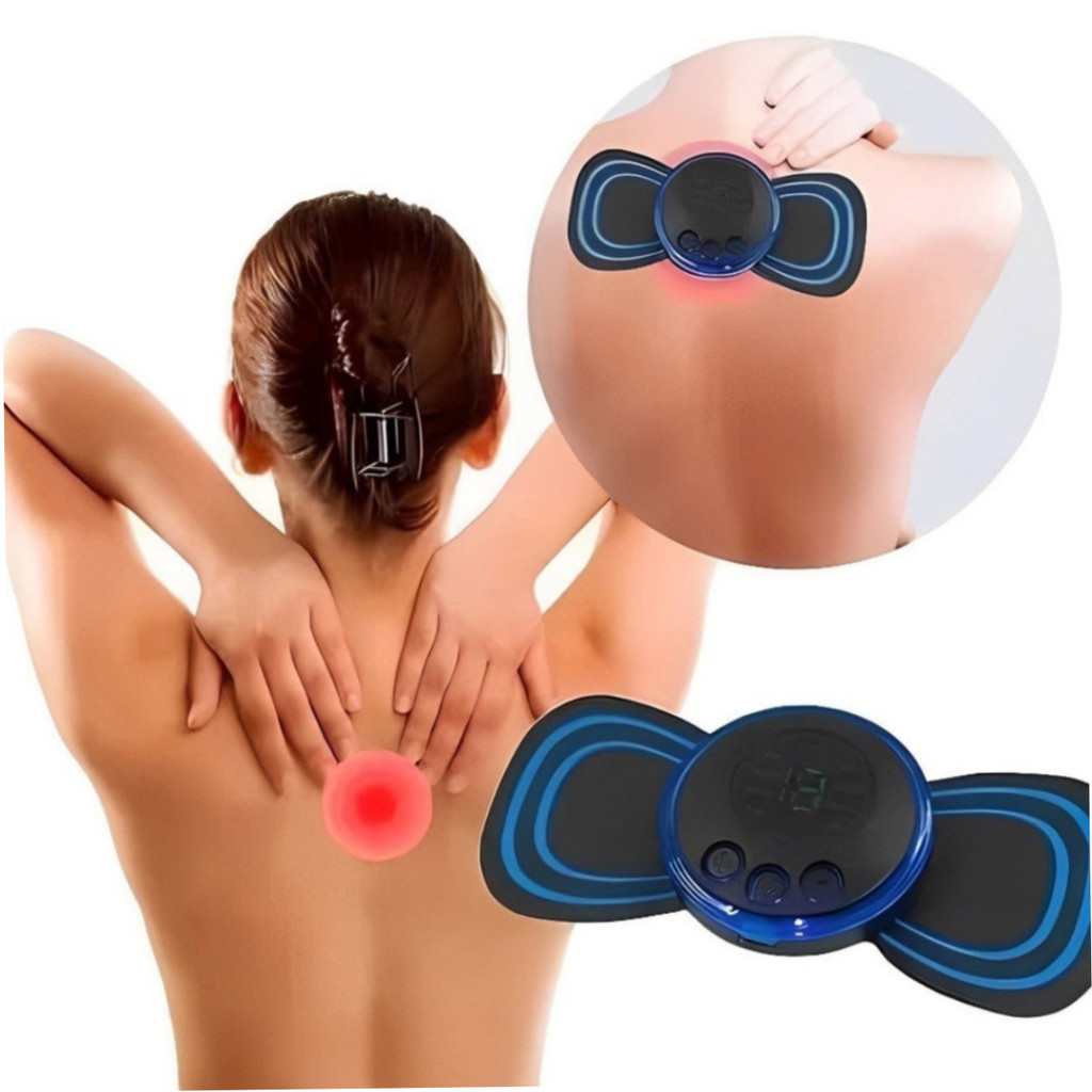 Mini Massageador Elétrico EMS para Pescoço, Ombros e Costas Recarregável USB Bivolt