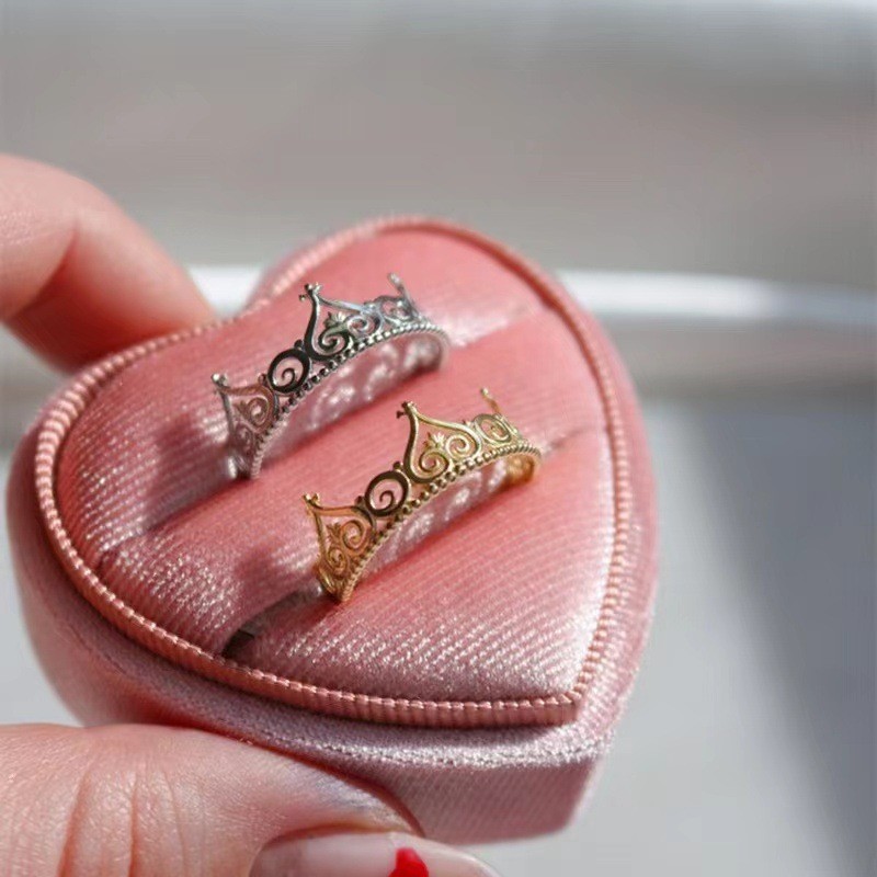 Viviane conto de fadas bonito princesa coroa Seiko anel feminino moda personalidade luz luxo anel aberto
