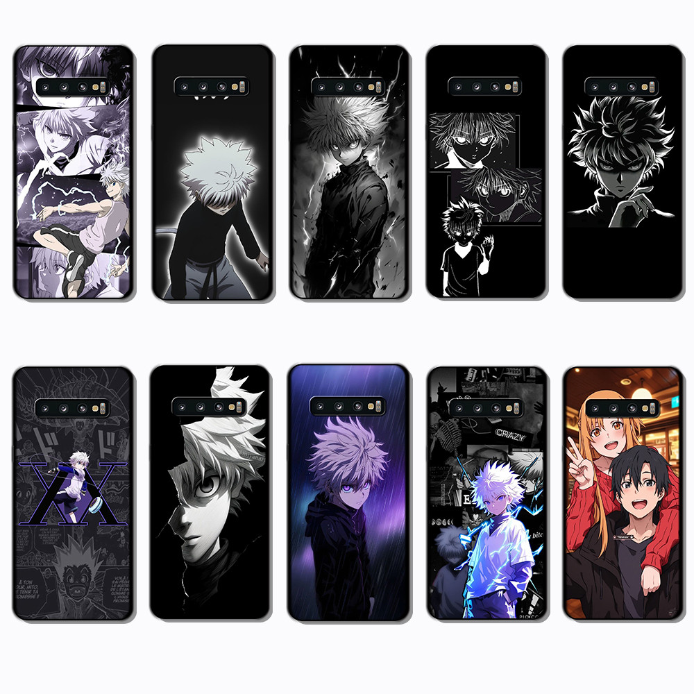 Para 3c Samsung Galaxy S7 Edge S8 S9 S10 Plus S10E killua Capa De TPU Preta Macia Escura
