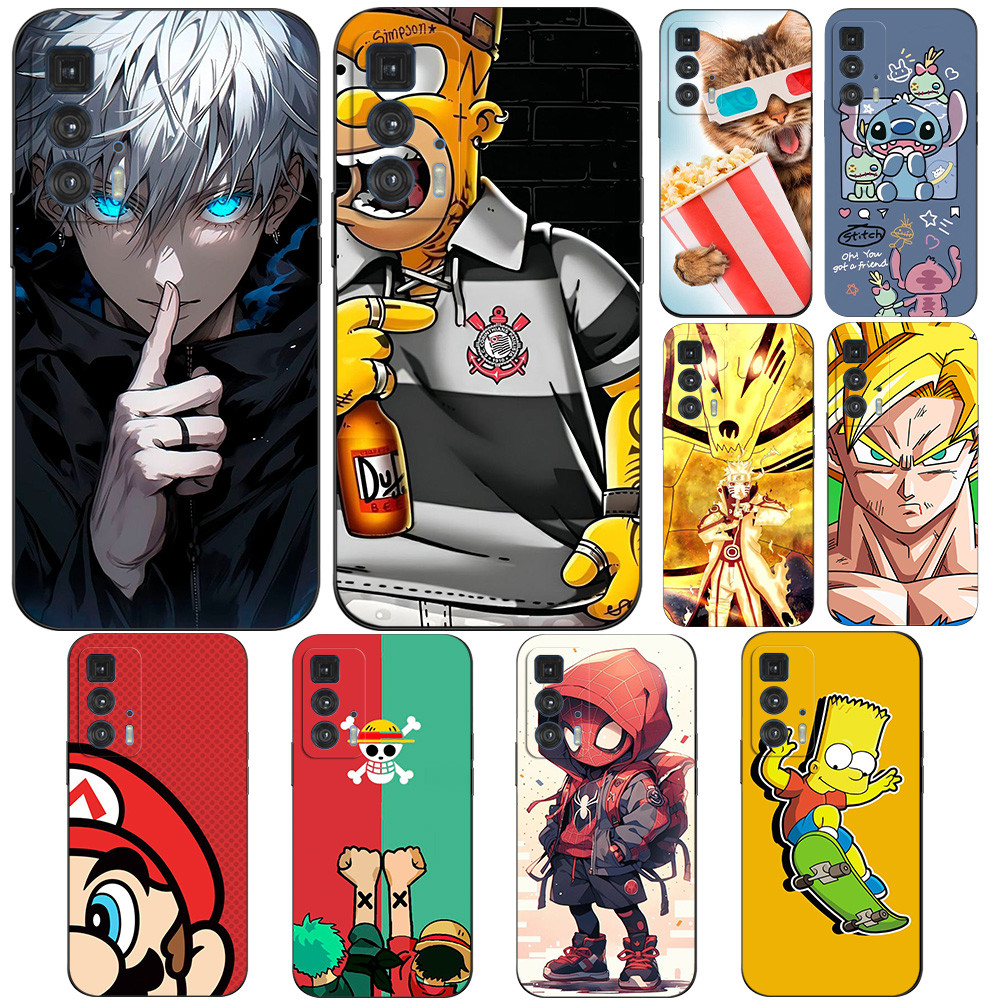 Capa Para Motorola Edge 20 Pro 5G De Silicone Macio Traseira De Telefone Moto Edge20Pro Protetora Preta Tpu Colorida ani