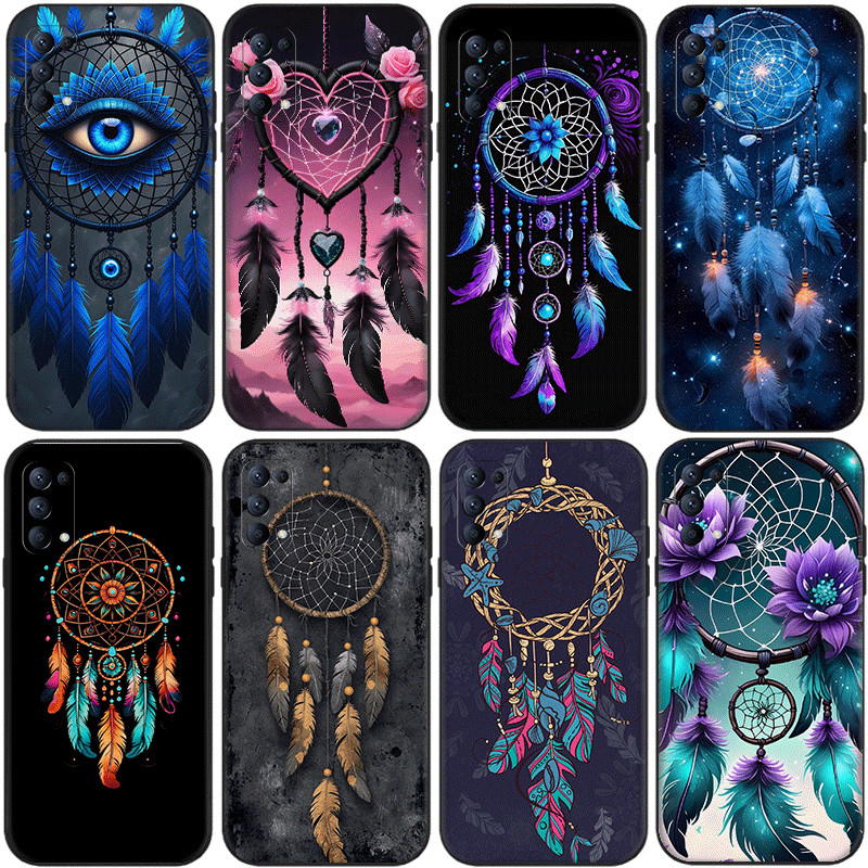 Para OPPO A5i Pro A5 A5X TPU Escudo Preto Caso De Telefone Macio Capa Protetora Elegante Mandala Dreamcatcher A65