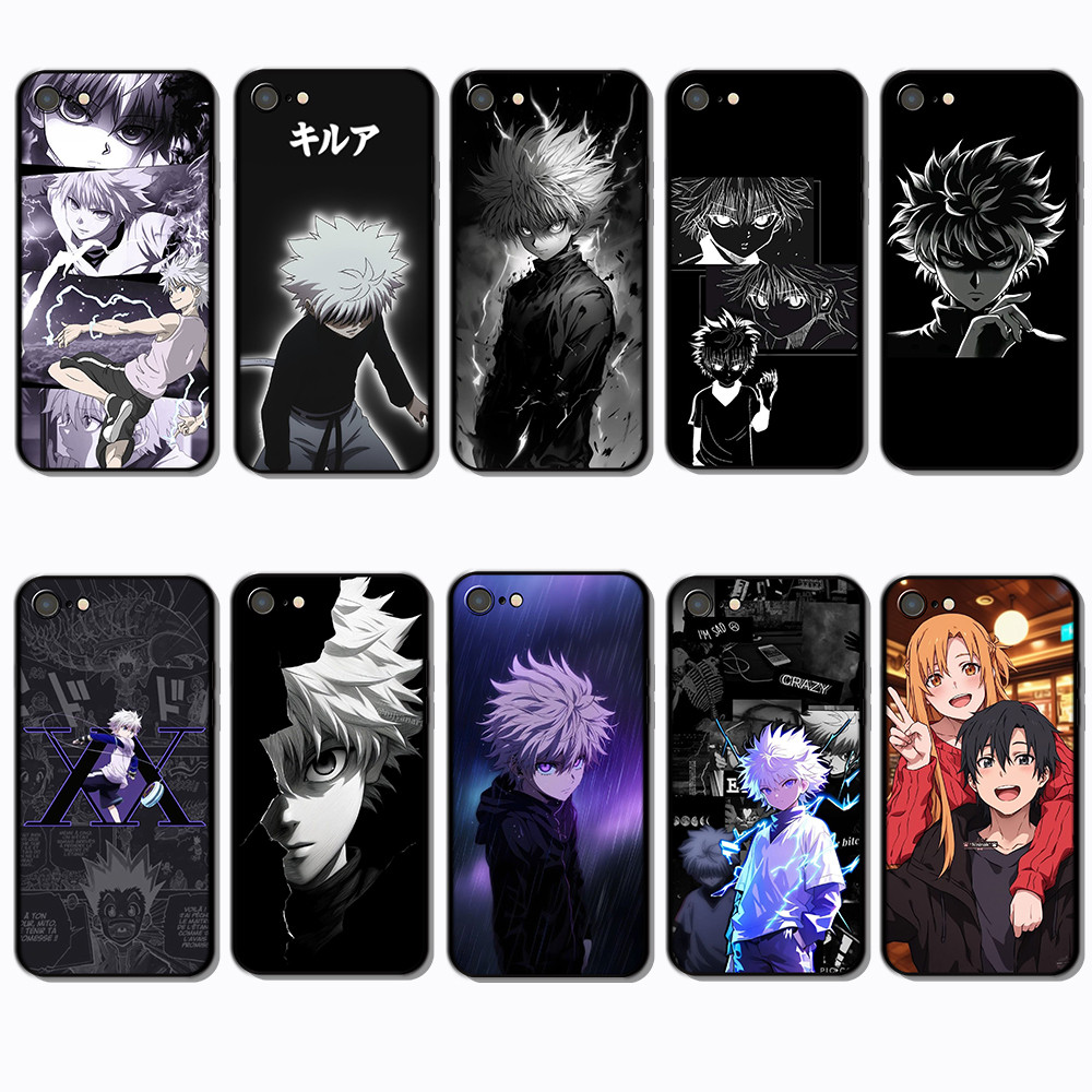 Para 3c iPhone 5 5s 6 6s 6 Plus 7 SE killua Escuro Capa De TPU Preta Macia