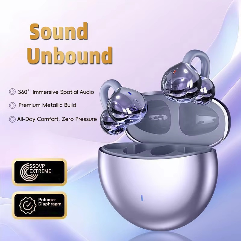 TWS Sem Fio Bluetooth Fones De Ouvido Aberto-Clip Condução Óssea Estéreo Hi-Fi Som Esportes Com Microfone