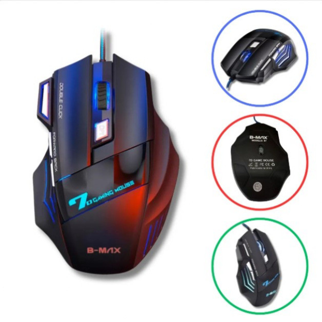 Mouse Gamer RGB USB LED Ergonômico PC Gamer Com Fio 7 Botões Programáveis 2400dpi Profissional