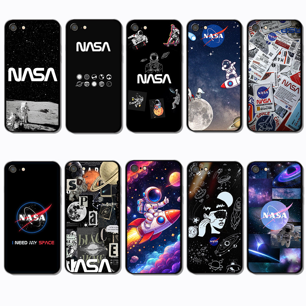 Para 3c iPhone 5 5s 6 6s 6 Plus 7 SE nasa Capa De TPU Preta Macia