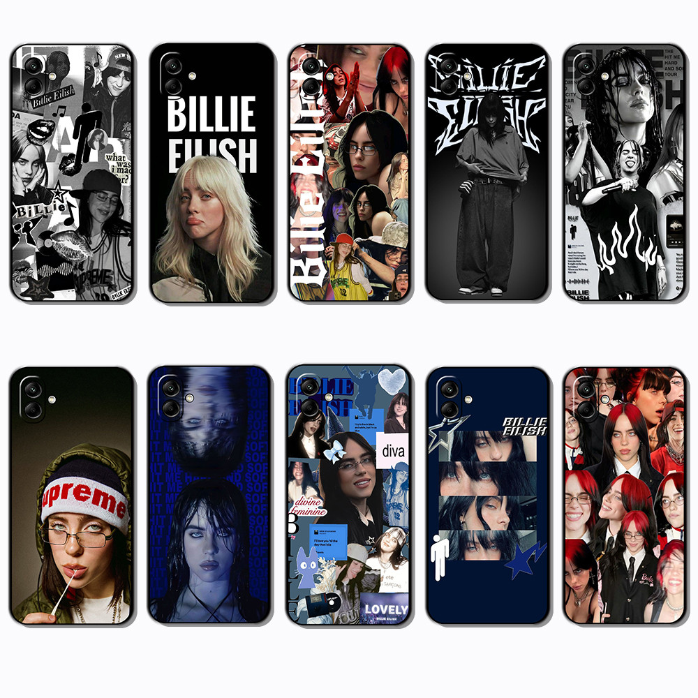 Para 3c Samsung Galaxy A04 A04E A05 A06 A07 Billie Eilish Capa De TPU Preta Macia