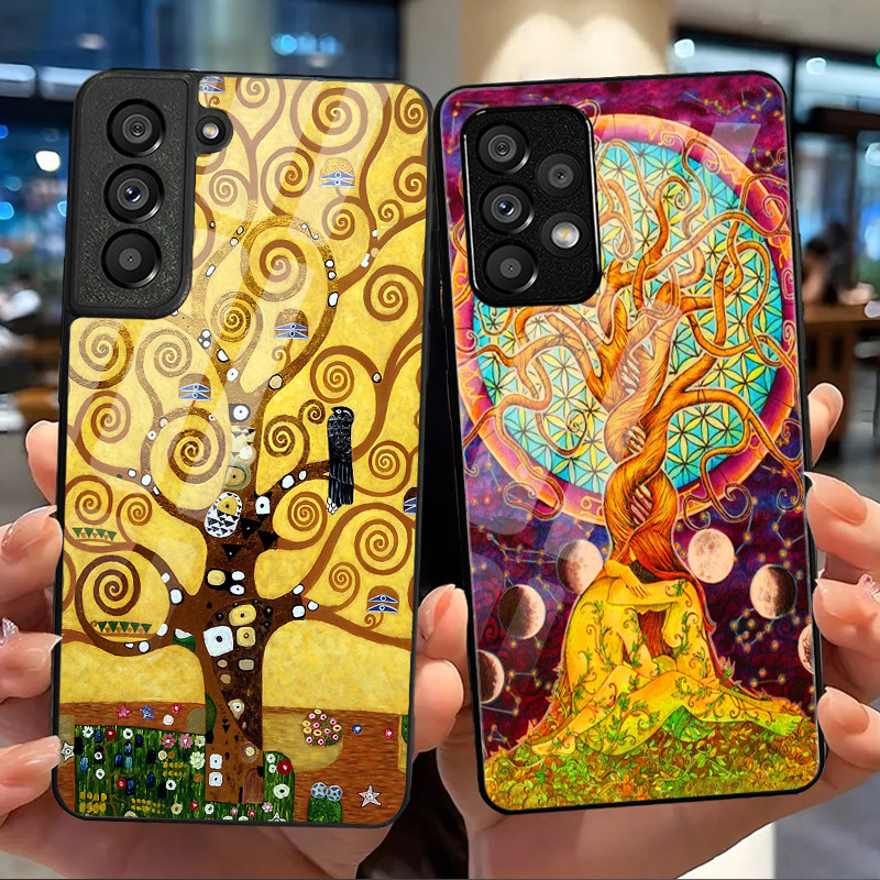 Árvore Da Vida Caso De Telefone Vidro Para Samsung Galaxy S9 Plus S10 S10e S20 FE S20 S21 S22 S23 S23 S24 S25 S26 Ultra 